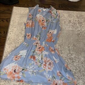 INTERMIX Floral Mini Dress in Blue and Orange